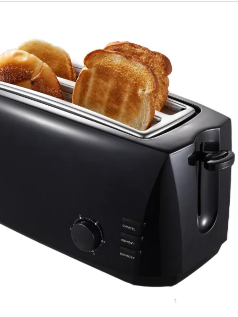 Elite Cuisine 4-Slice Long Slot Toaster - Black, NEW Open Box